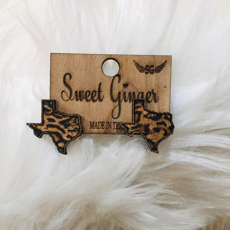 Texas Earrings-Accessories-Sweet Ginger Jewelry-Leopard Stud-cmglovesyou