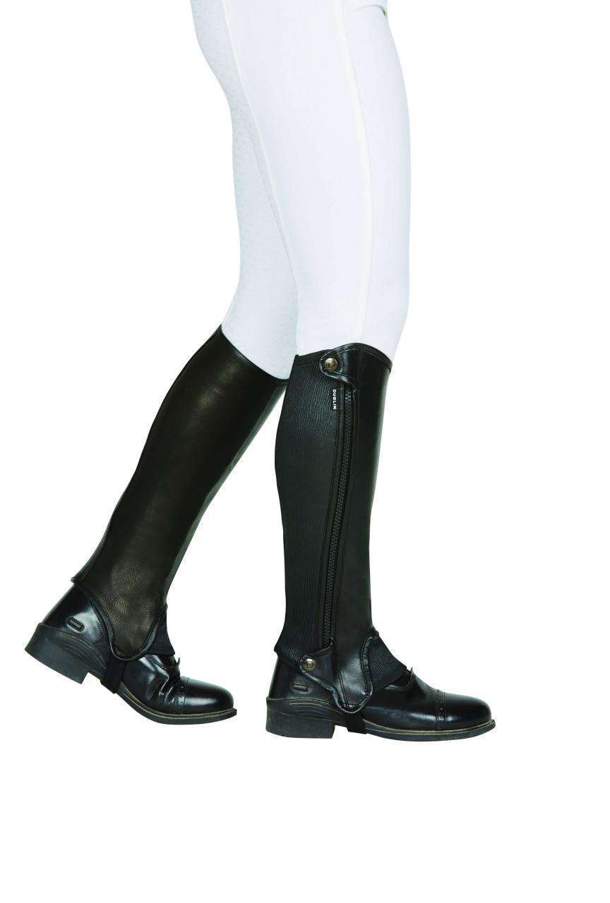 Perfect for Horseback Riding Black Leatherette with Low Maintenance and Easy Care Skepsi Half Chaps Equestrian Durable Synthetic Leather for Men and Women Unisex Halfchaps 