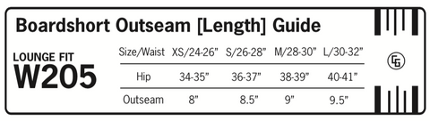 W205 Lounge Fit Board Short Size Guide