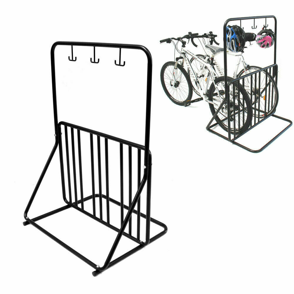 6 bike floor stand with helmet hangers