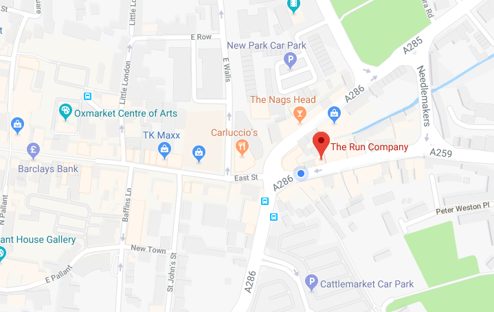 Map of The Run Company running store in Chichester
