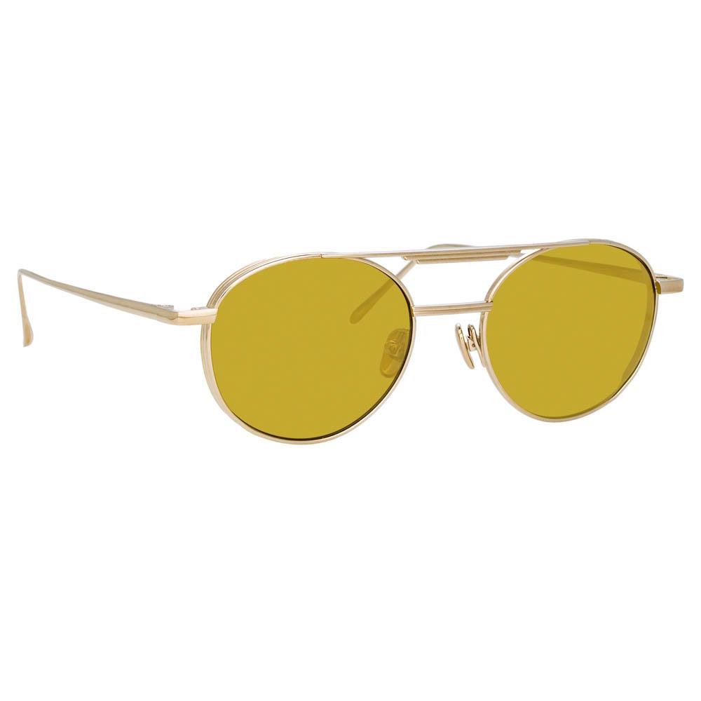 Lou Oval Sunglasses In Yellow Gold Light Gold Frame By Linda Farrow Linda Farrow Us 7158