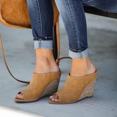 wedge clogs open toe