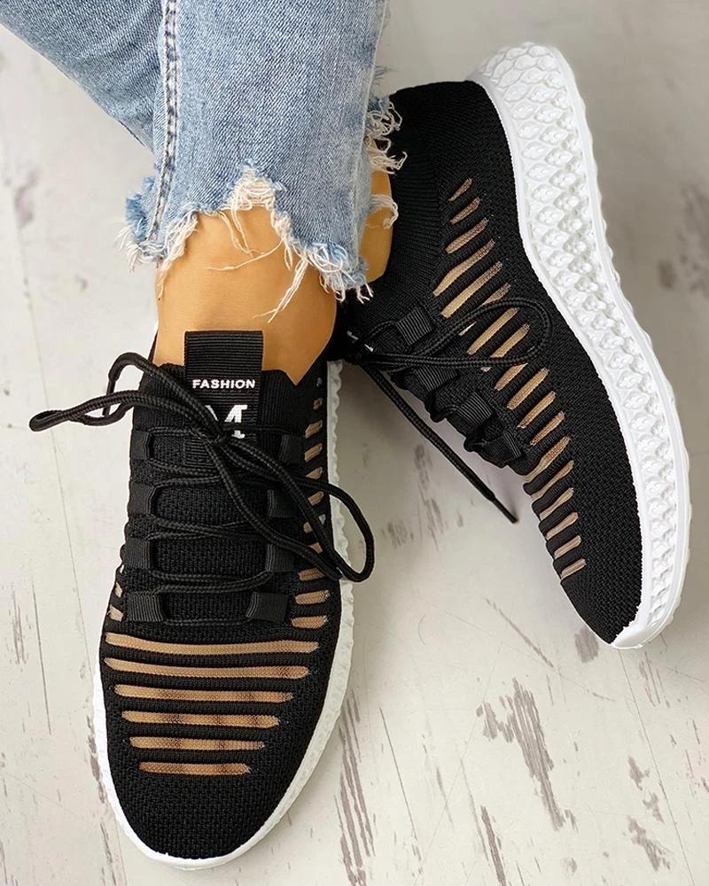 net surface lace up sneakers