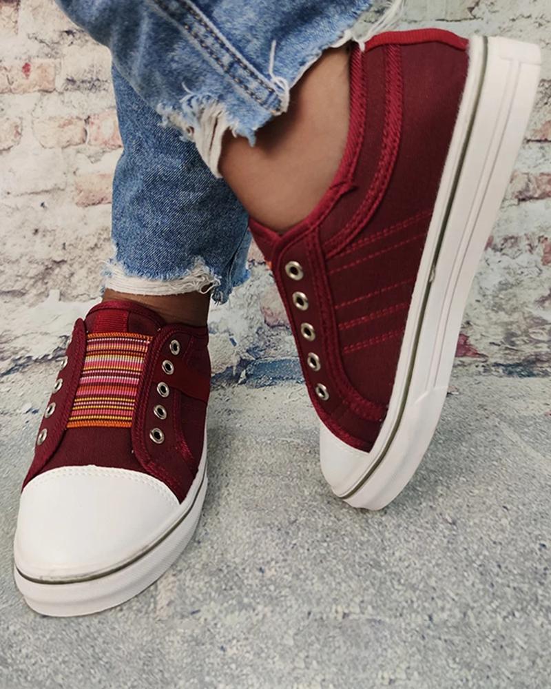 round toe canvas sneakers