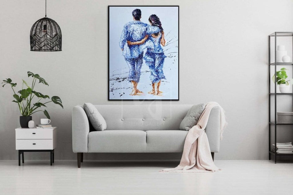 Hugging Couple Painting Romantic Wall Art Original Painting Love Coupl Trend Gallery Art Original Abstract Paintings