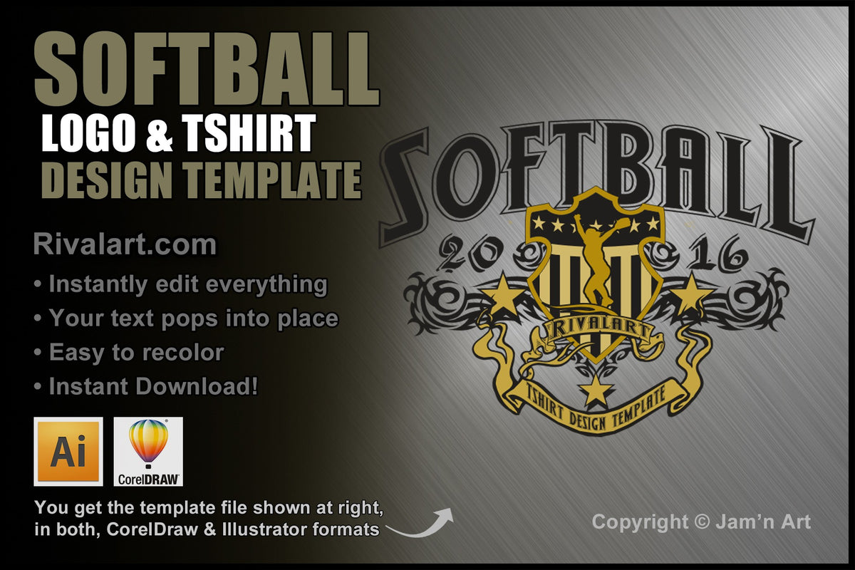 Softball Tshirt Design Template SOFT239RQ Rivalart