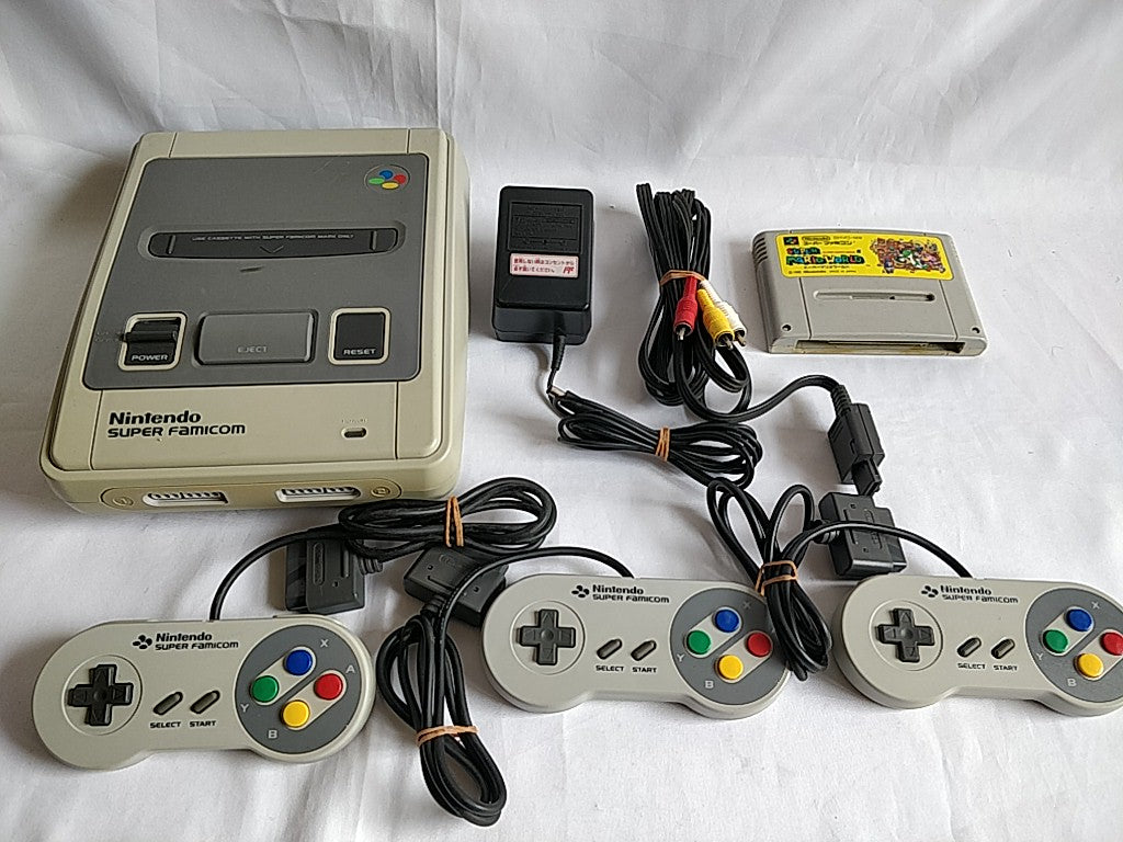 Super Famicom SNES console (SNES/SHVC-001),Pads and Game set tested-d0 –  Hakushin Retro Game shop