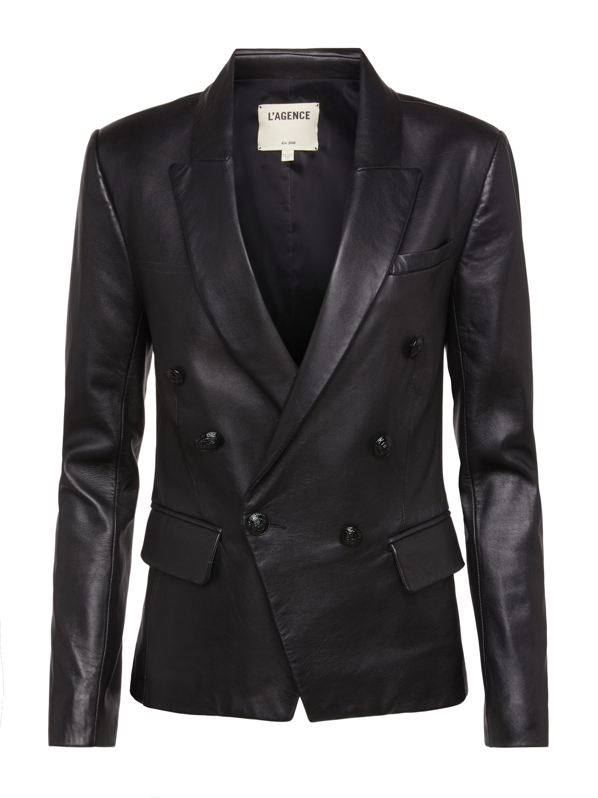 Razernij besluiten Herhaald L'AGENCE Kenzie Leather Blazer In Black/Black