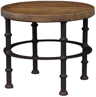 ROUND SIDE TABLE OLD PINE/IRON