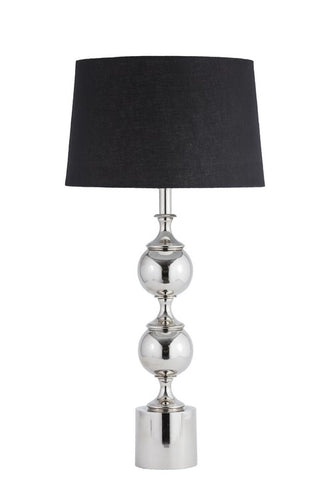 TABLE LAMP WITH SHADE (LAMP - NICKEL / SHADE - BLACK LINEN)