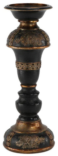 ANTIQUED BLACK/GOLD CANDLE HOLDER