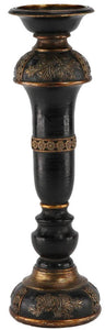 ANTIQUED BLACK/GOLD CANDLE HOLDER