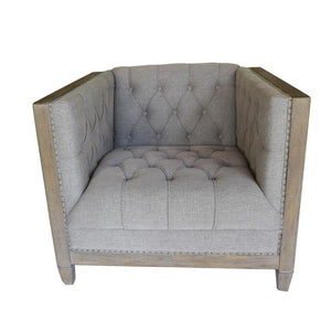 CHELMSWOOD CLUB CHAIR GREY LINEN/OAK - Luxe Living 