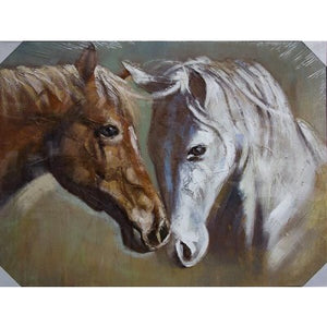 CANVAS 2 HORSES WHITE - Luxe Living 