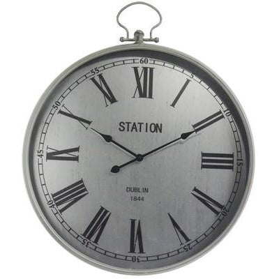 OLD TOWN METAL WALL CLOCK - TAIWAN MOVEMENT - SILVER - Luxe Living 