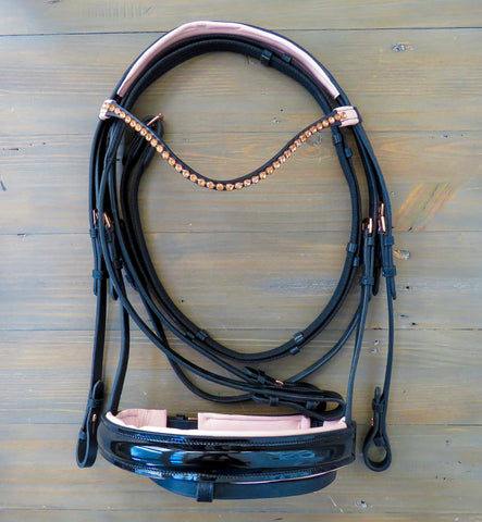 rebel equestrian collection dressage rose gold bridle