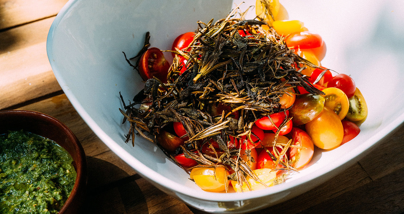 Roasted Herb Heirloom Tomato Salad with CBD Oil