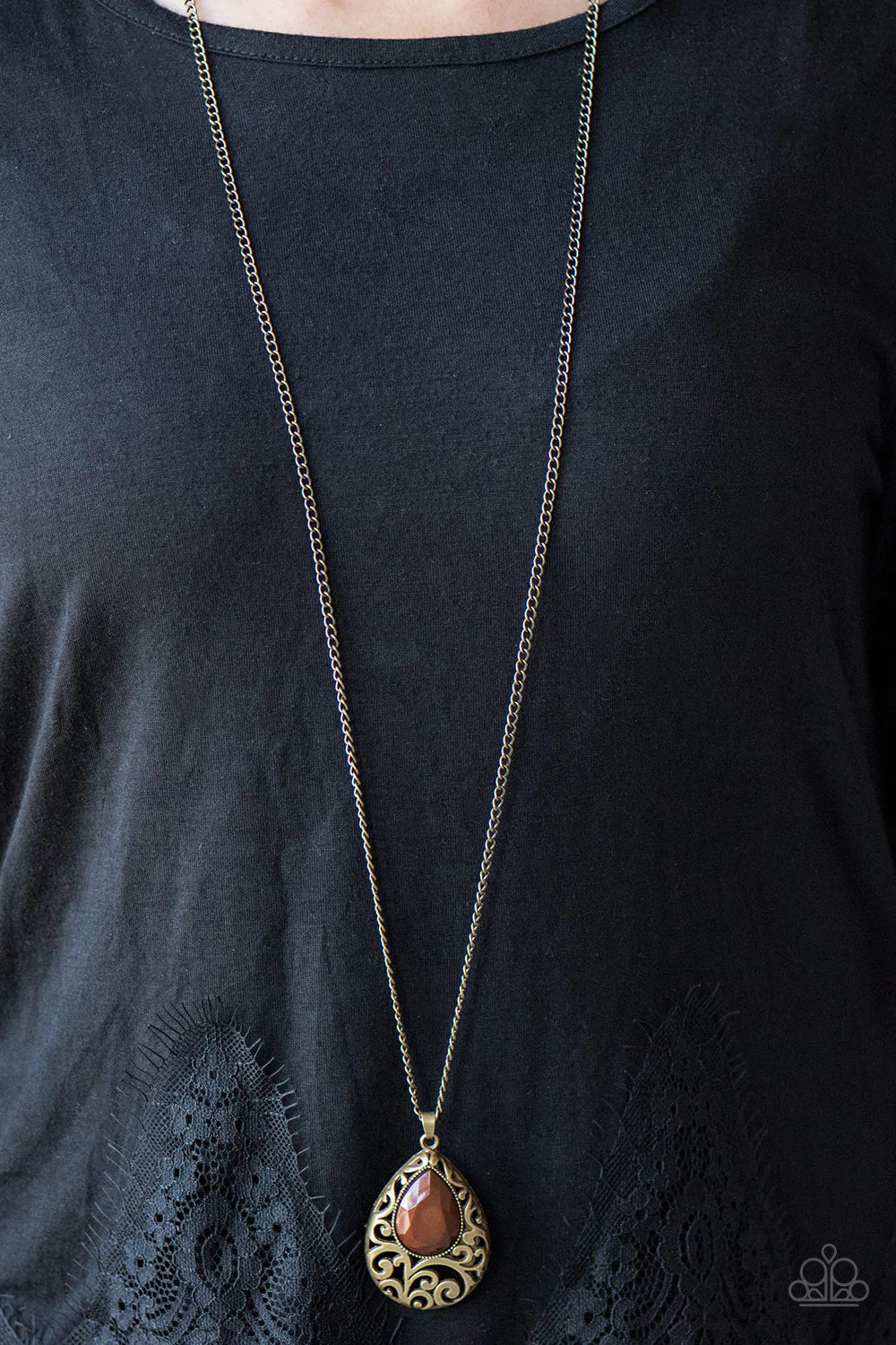 Paparazzi Accessories - Voguish Vanity #N10 - Brown Brass Necklace