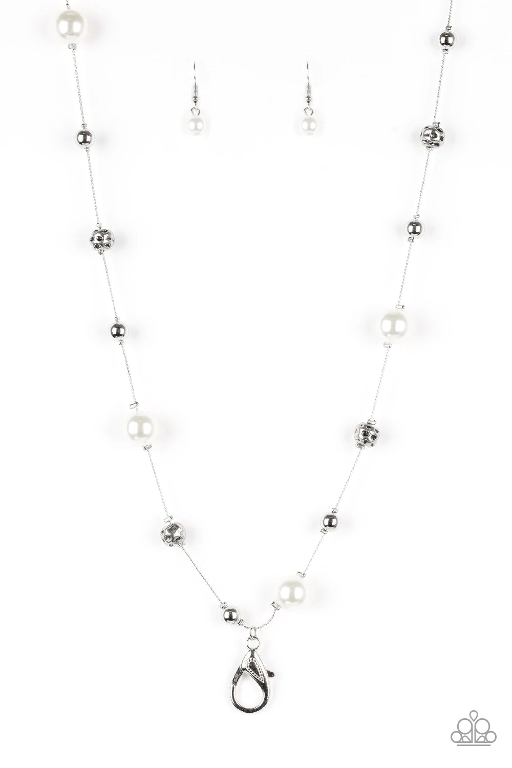 Paparazzi Accessories - Eloquently Eloquent #N892 Peg - White Lanyard Necklace