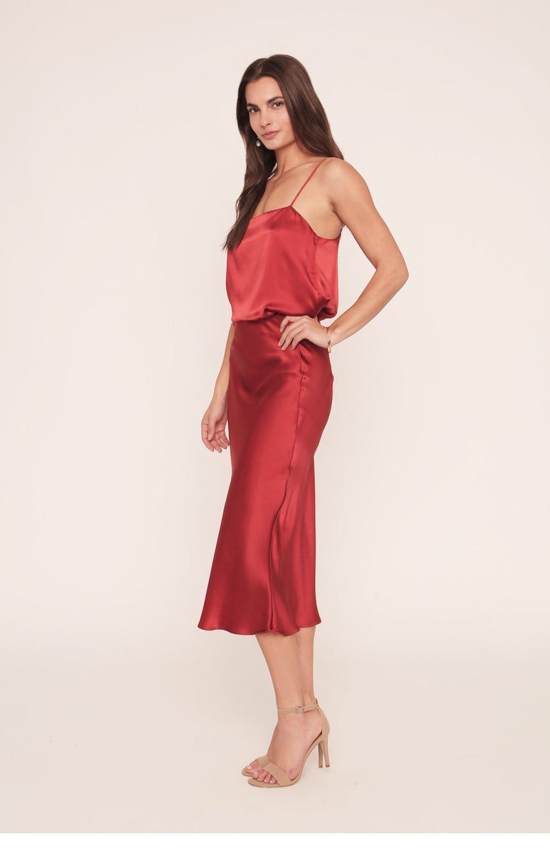 T Betekenis vragen Kendall Slip | Tango Red Silk Skirt