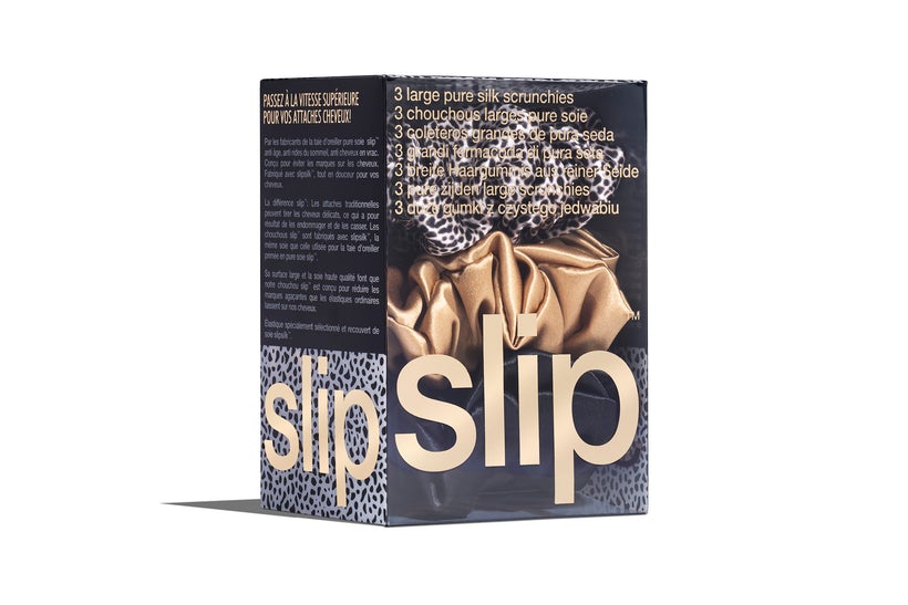 Silk Scrunchie - Large - Gold Leopard Mixed (set of 3)