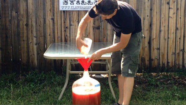 Pitching yeast into brandy mash