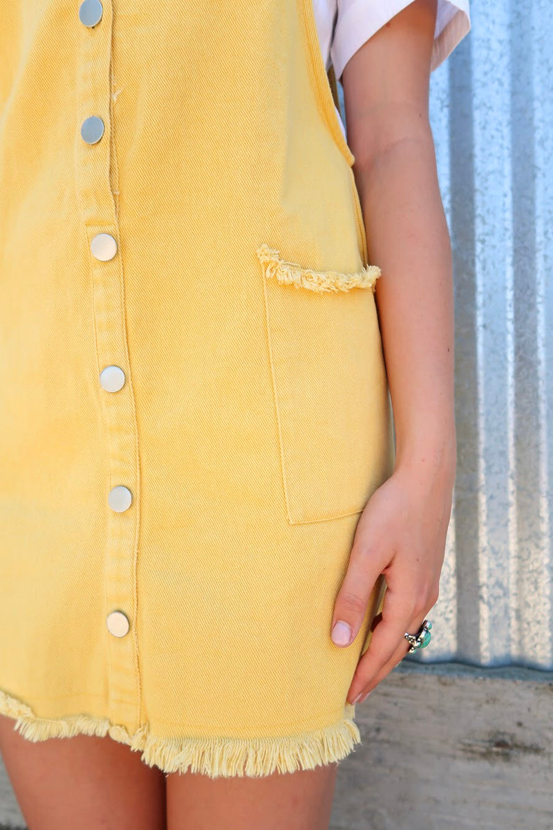 yellow overall skirt