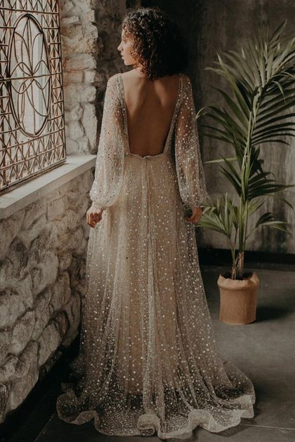 loose long sleeve wedding dress