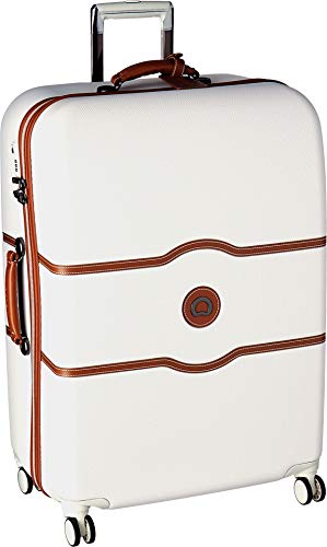 large checked suitcase