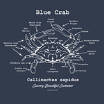 Crab anatomy design short sleeve women's t-shirt in navy