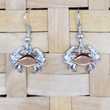 Crab Dangle Earrings - surgical steel with copper plated shell