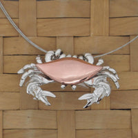 Crab necklace / pin - surgical steel with copper plated shell and removable neck wire