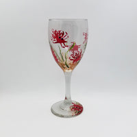 Crab hand painted stemmed wine glass red crabs