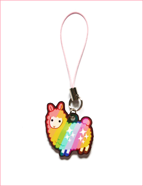 Rainbow Llama phone charm