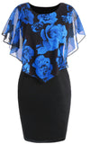 Floral Print Chiffon Wrap Slim Midi Dress S-5XL