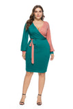 Sexy Color Stitching Plus Size Midi Dress