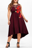 Sleeveless Embroidered High Low Midi Dress S-5XL