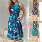 Plus Size Print Sleeveless Midi Dress S-5XL