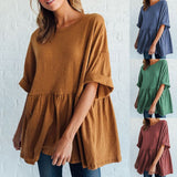 Casual Round Neck  Summer Blouses