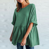 Casual Round Neck  Summer Blouses