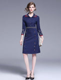 New Embroidered Retro Fashion Slim Midi Skirt Dress