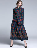 Plaid Print Ladies Fashion New Lace Up Long Dress