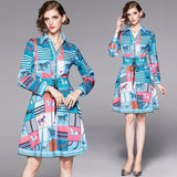 Fashion Contrast Printing Slim A-strap Dress