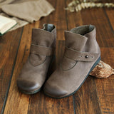 Literary retro soft bottom Martin boots_gray