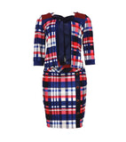 Lattice Stitching Suit Jacket Two-piece Dress L-4XL