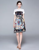 New Short Sleeve Floral Print Slim Mini Dress