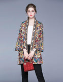 Fashion Retro Print Loose Slim Cotton Jacket