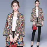 Fashion Retro Print Loose Slim Cotton Jacket