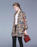 Fashion Retro Print Loose Slim Cotton Jacket